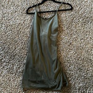Olive green velvet dress